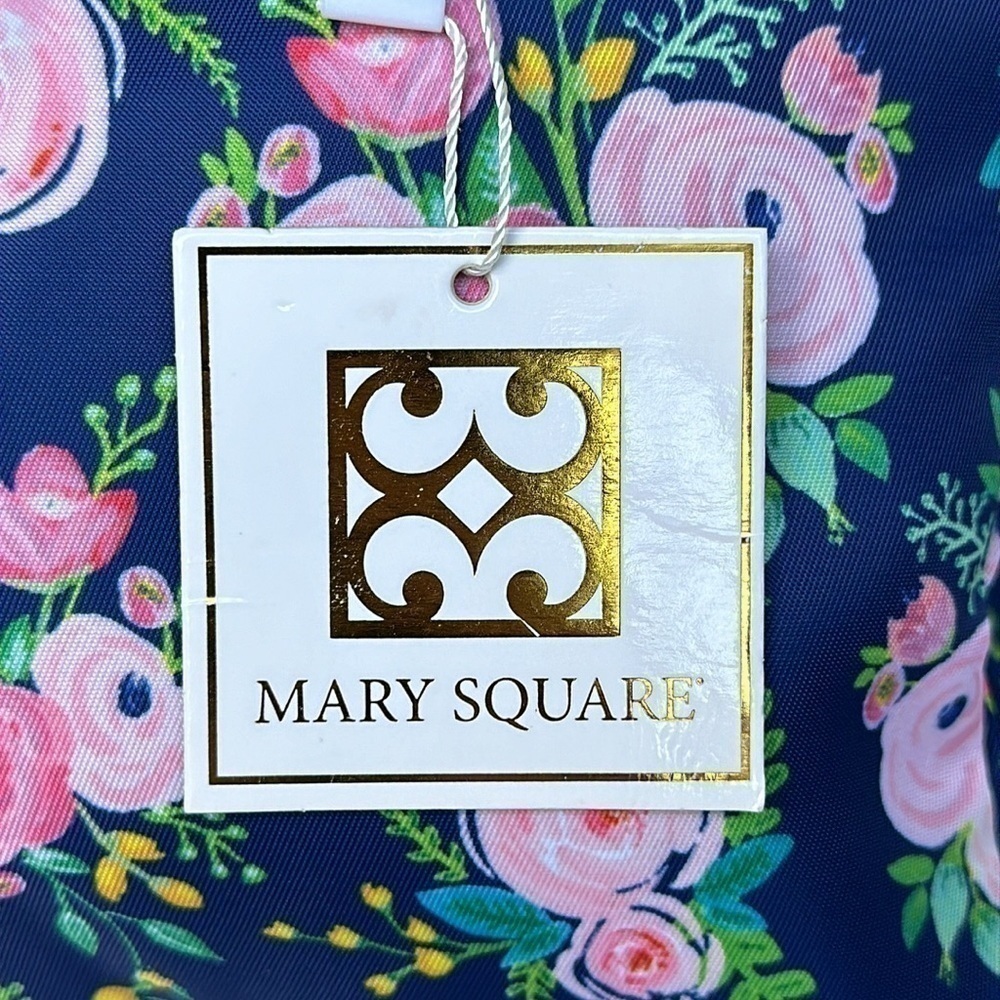 Mary Square Foldable Organizer Bag with button closure in navy - Picture 4 of 13